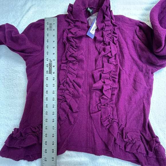 Apt. 9 Womens Ruffled Cardigan Jacket Medium Wool Purple Lightweight New $72 - Picture 8 of 8